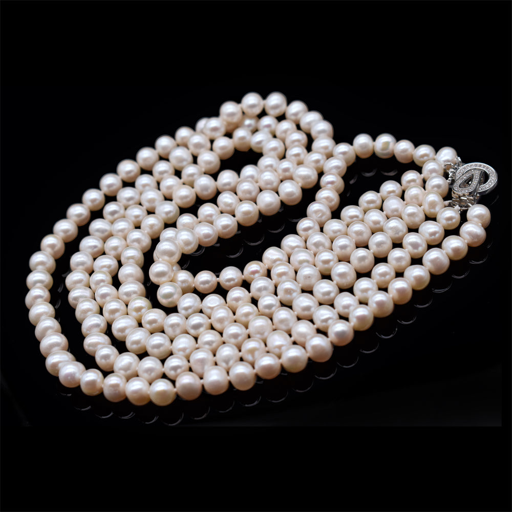 Classic Freshwater Pearl Triple-Strand Necklace - Elizabeth - Akuna Pearls