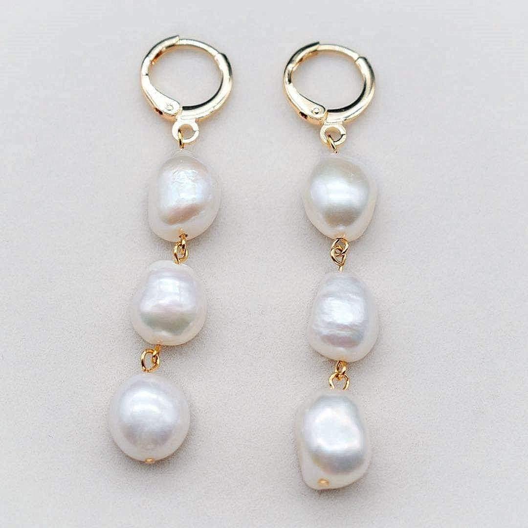 Baroque Pearl Hoop Earrings - Valentina - Akuna Pearls