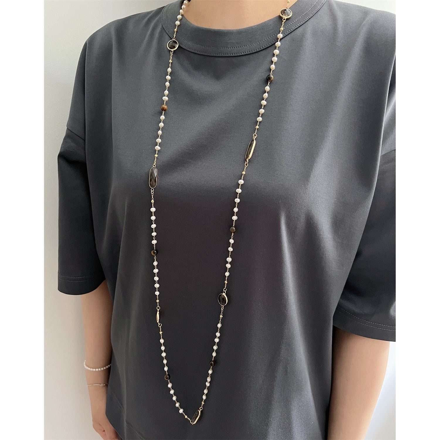 Freshwater Pearl Long Necklace - Taryn - Akuna Pearls