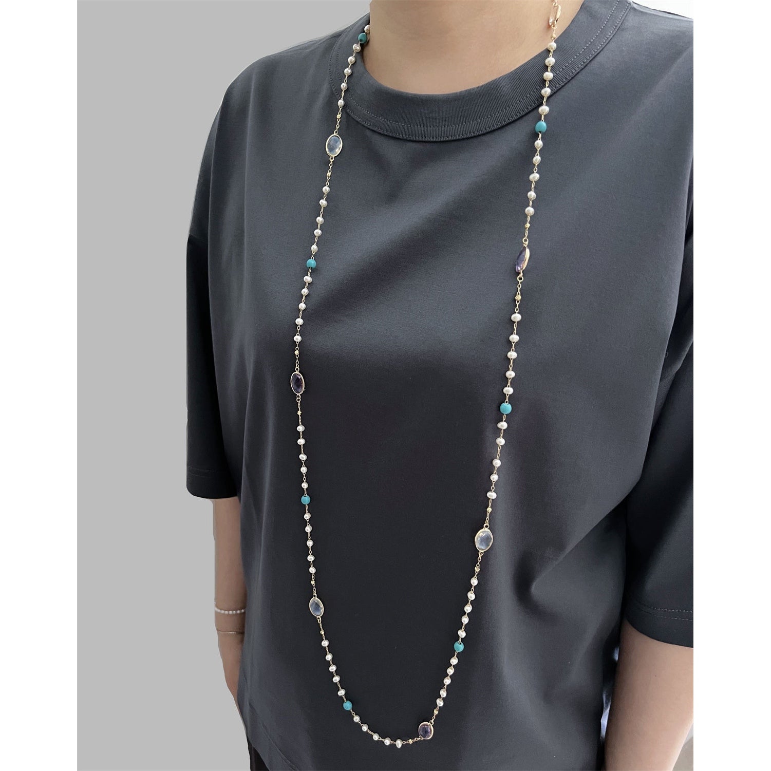 Freshwater Pearl Long Necklace - Isla - Akuna Pearls